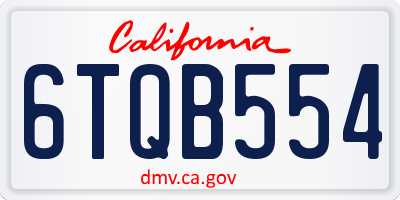CA license plate 6TQB554