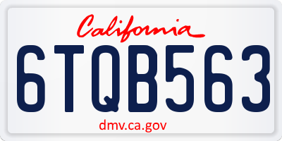 CA license plate 6TQB563