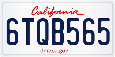 CA license plate 6TQB565