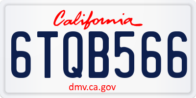 CA license plate 6TQB566