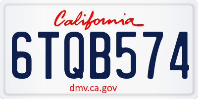 CA license plate 6TQB574