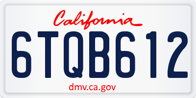 CA license plate 6TQB612
