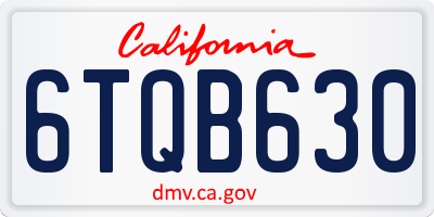 CA license plate 6TQB630