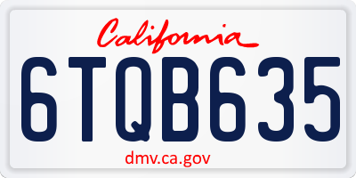 CA license plate 6TQB635