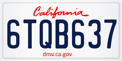 CA license plate 6TQB637