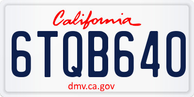 CA license plate 6TQB640