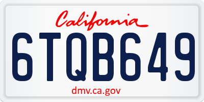 CA license plate 6TQB649