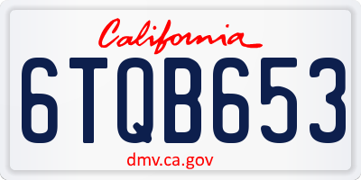 CA license plate 6TQB653