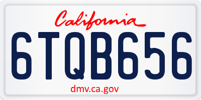 CA license plate 6TQB656
