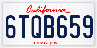 CA license plate 6TQB659