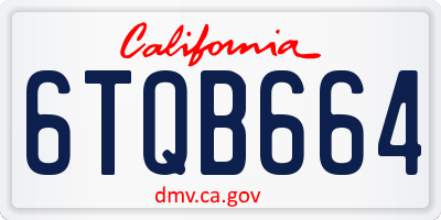 CA license plate 6TQB664