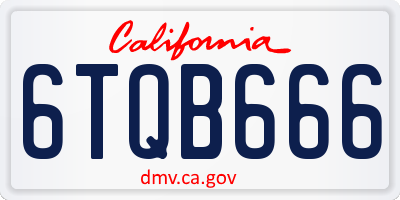 CA license plate 6TQB666