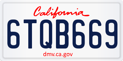 CA license plate 6TQB669