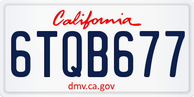 CA license plate 6TQB677