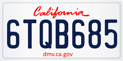CA license plate 6TQB685
