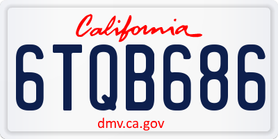 CA license plate 6TQB686