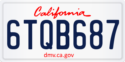 CA license plate 6TQB687