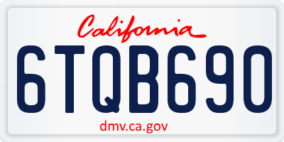 CA license plate 6TQB690