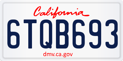 CA license plate 6TQB693