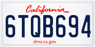 CA license plate 6TQB694