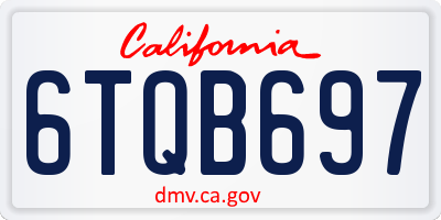 CA license plate 6TQB697