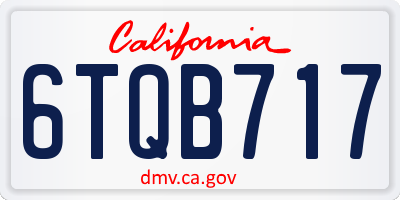 CA license plate 6TQB717