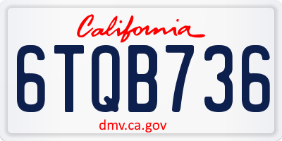 CA license plate 6TQB736