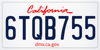 CA license plate 6TQB755