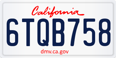 CA license plate 6TQB758