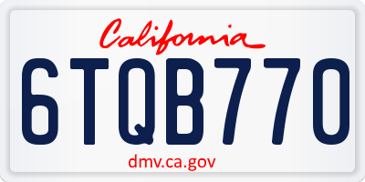 CA license plate 6TQB770