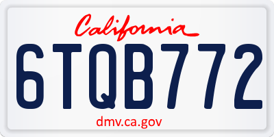 CA license plate 6TQB772