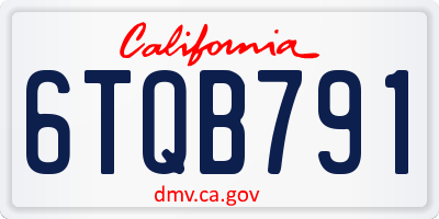 CA license plate 6TQB791