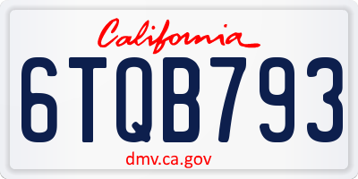 CA license plate 6TQB793