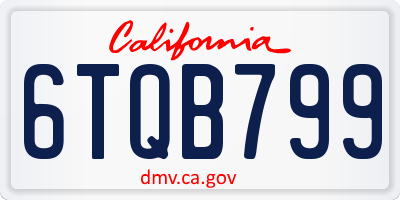 CA license plate 6TQB799