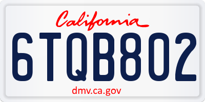 CA license plate 6TQB802