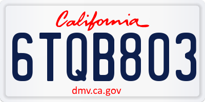 CA license plate 6TQB803