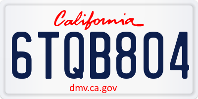 CA license plate 6TQB804