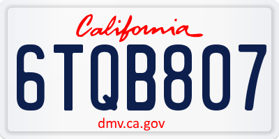 CA license plate 6TQB807