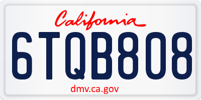CA license plate 6TQB808