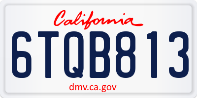 CA license plate 6TQB813