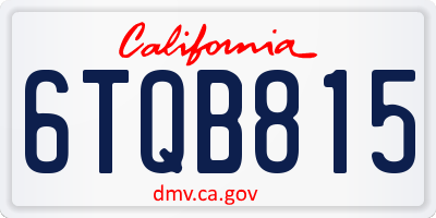CA license plate 6TQB815