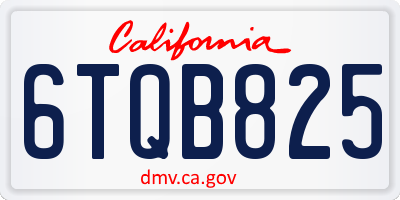 CA license plate 6TQB825