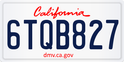CA license plate 6TQB827