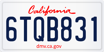 CA license plate 6TQB831