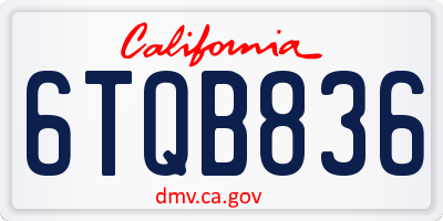 CA license plate 6TQB836