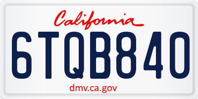 CA license plate 6TQB840