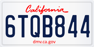 CA license plate 6TQB844