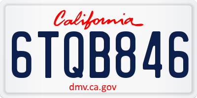 CA license plate 6TQB846