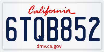 CA license plate 6TQB852