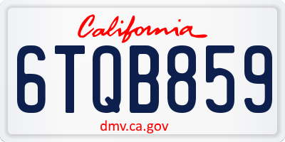 CA license plate 6TQB859